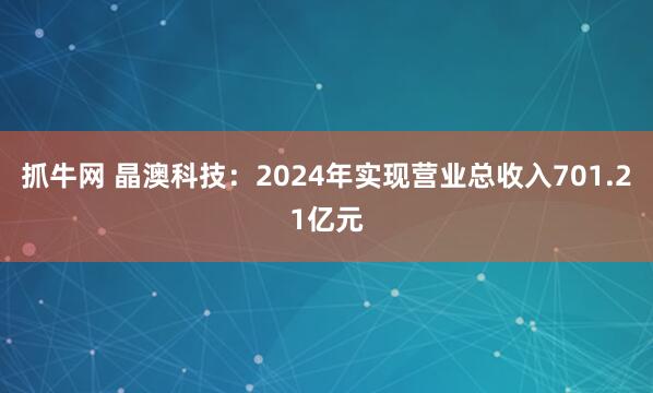 抓牛网 晶澳科技：2024年实现营业总收入701.21亿元